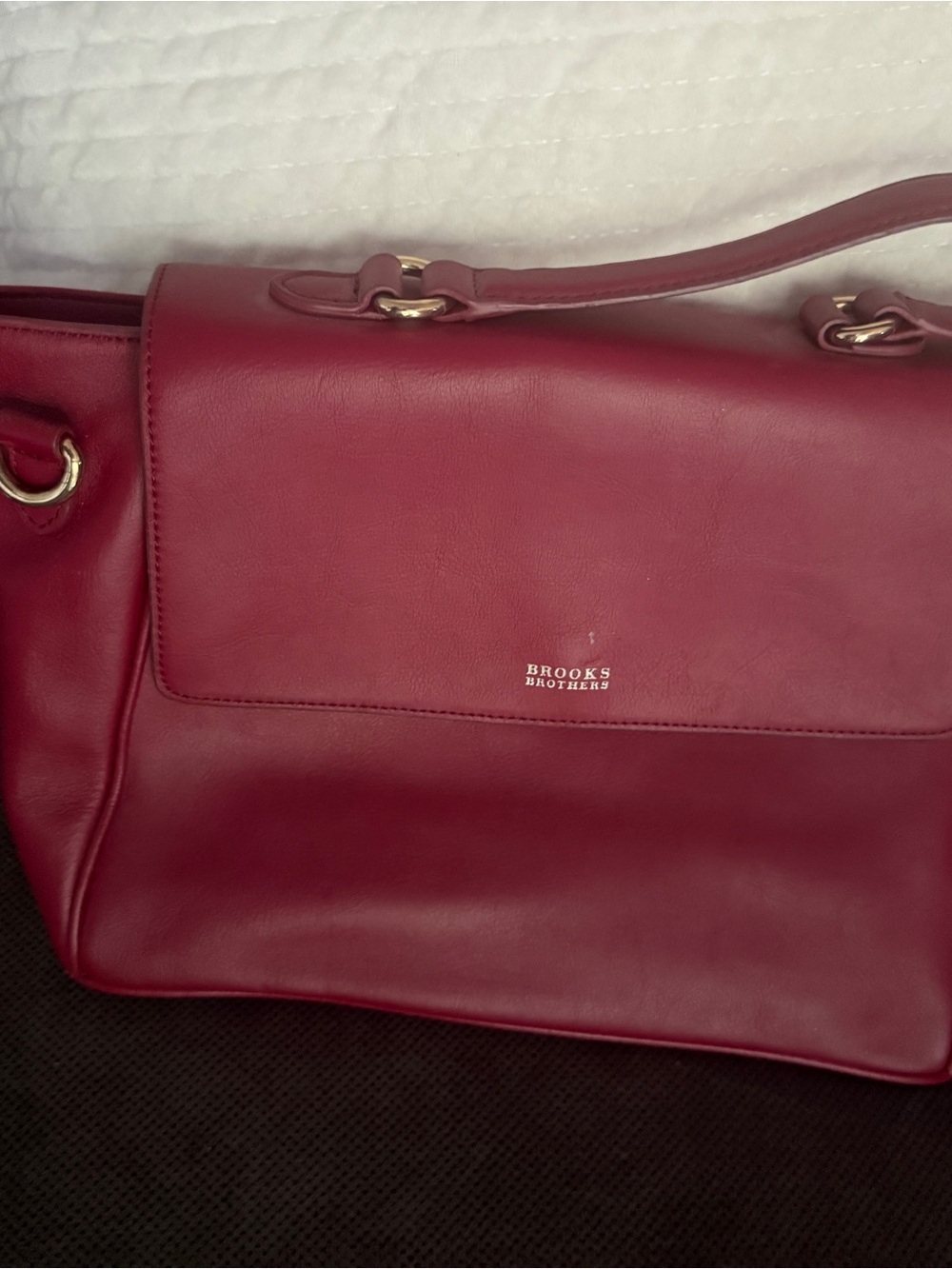 Brooks Brothers Burgundy Leather Shoulder Bag with Gold Hardware